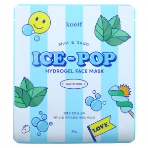 Гідрогелева маска для обличчя з м'ятою і содою KOELF Mint & Soda Ice-Pop Hydrogel Face Mask 30g - 1 шт